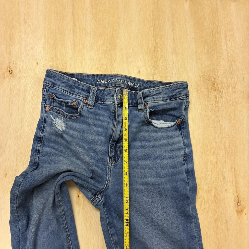 American Eagle Outfitters Next Level Stretch Flare Jeans Womens 8 Distressed - Picture 7 of 11